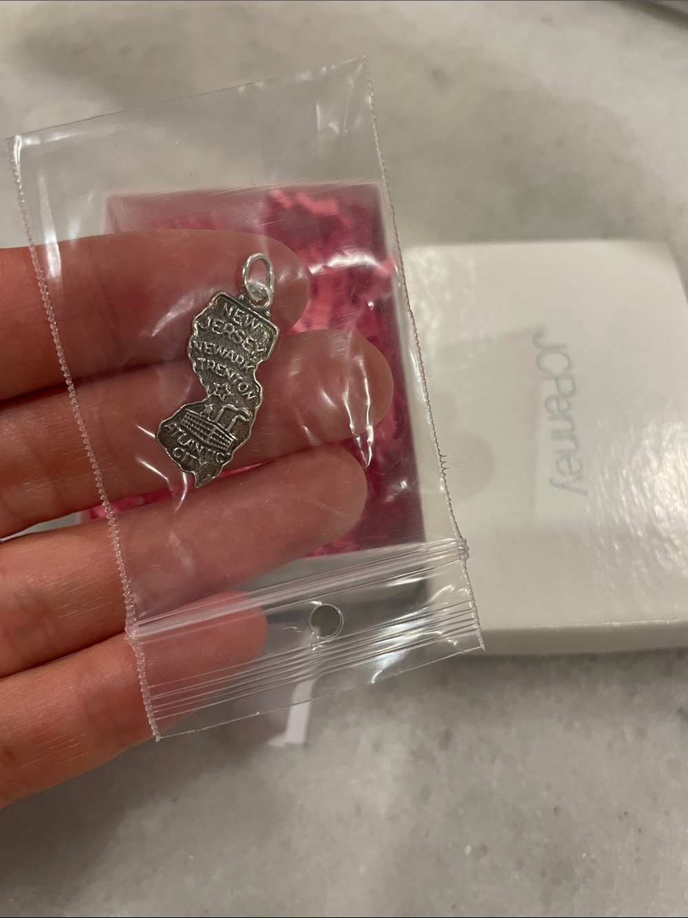 jcpenney Silver New Jersey State Charm Pendant with Card